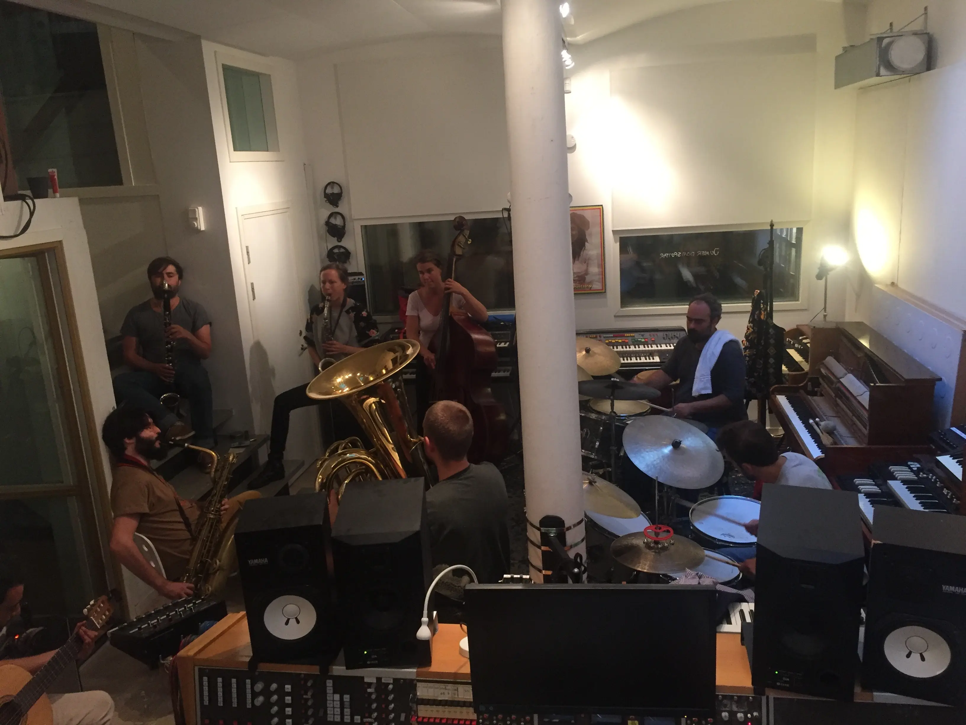 Recording Maurice Louca's 'Elephantine' in Stockholm. Photo courtesy of Sarah.